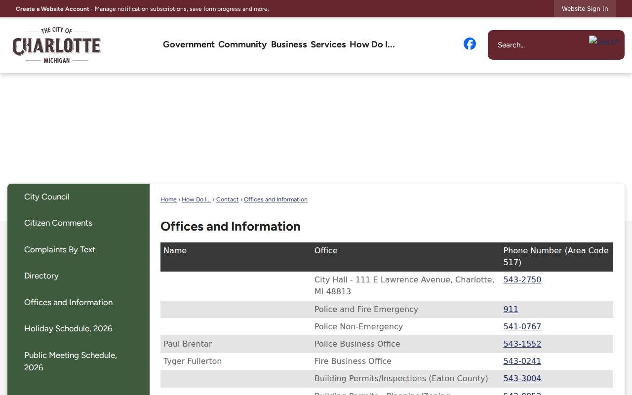 Charlotte criminal records information from the Charlotte Police offices page