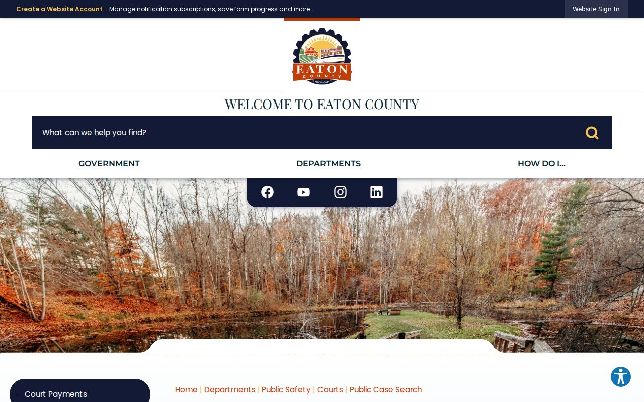 Eaton County court case lookup launch page
