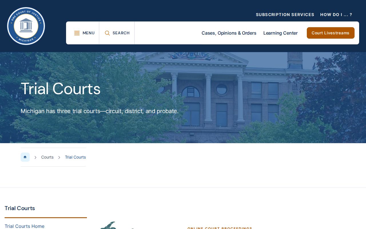 Michigan trial court directory for Eaton County court cases