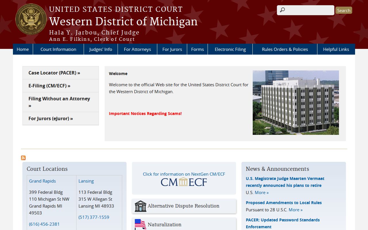 Eaton County criminal records Western District of Michigan federal court