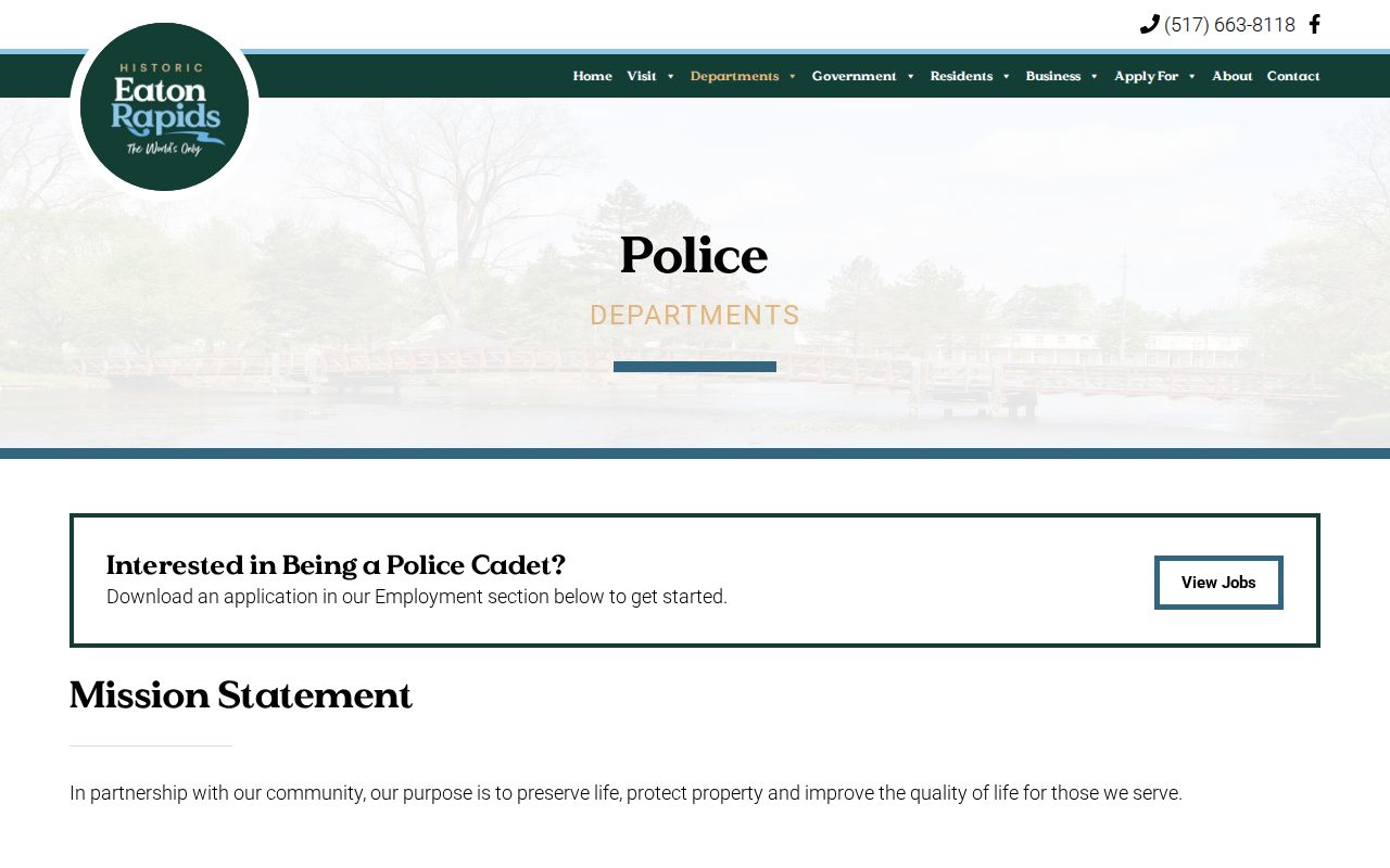 Eaton Rapids criminal records source at the Eaton Rapids Police Department