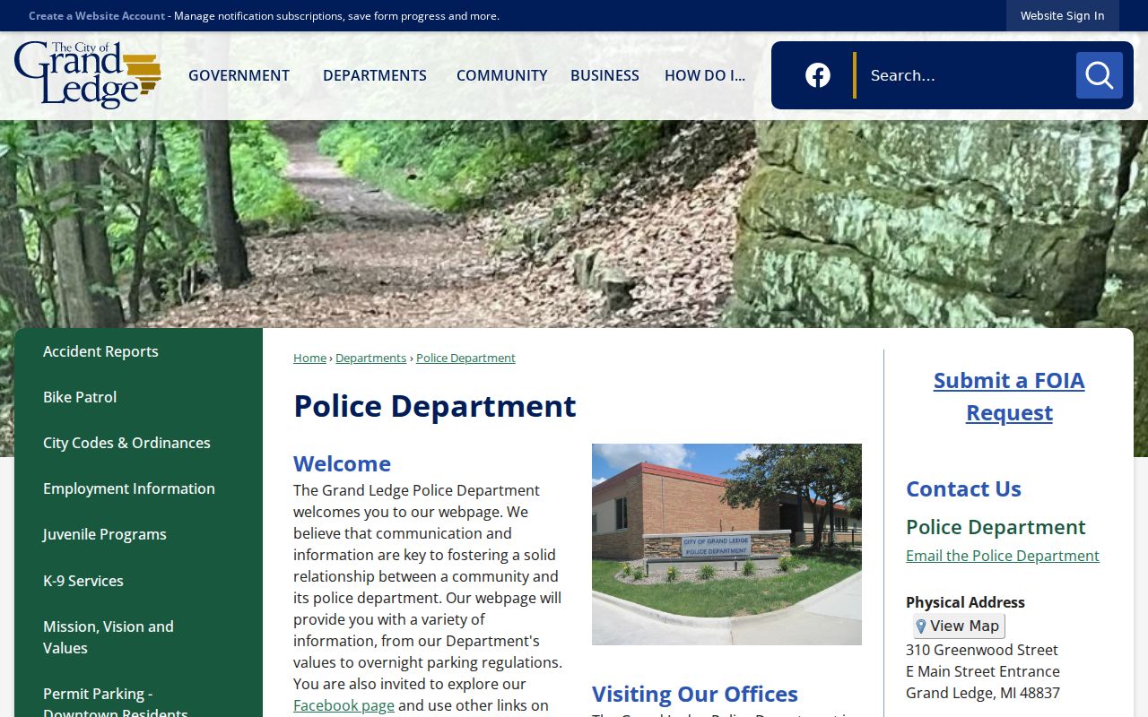 Grand Ledge criminal records source at the Grand Ledge Police Department